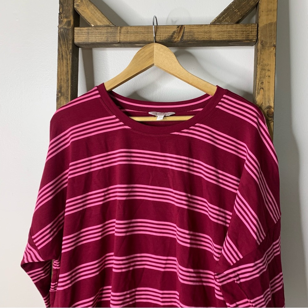 Crown & Ivy Burgundy and Pink Striped Long Sleeve Top - Picture 2 of 7